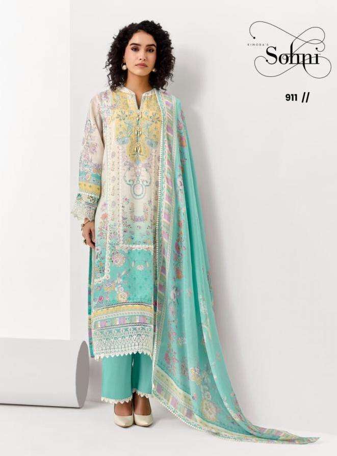 BEAUTY SERIES 911 TO 914 BY SOHNI KIMORA DESIGNER DIGITAL PRINTED AND RESHAM EMBROIDERY WORK MUSLIN SUITS ARE AVAILABLE AT WHOLESALE PRICE