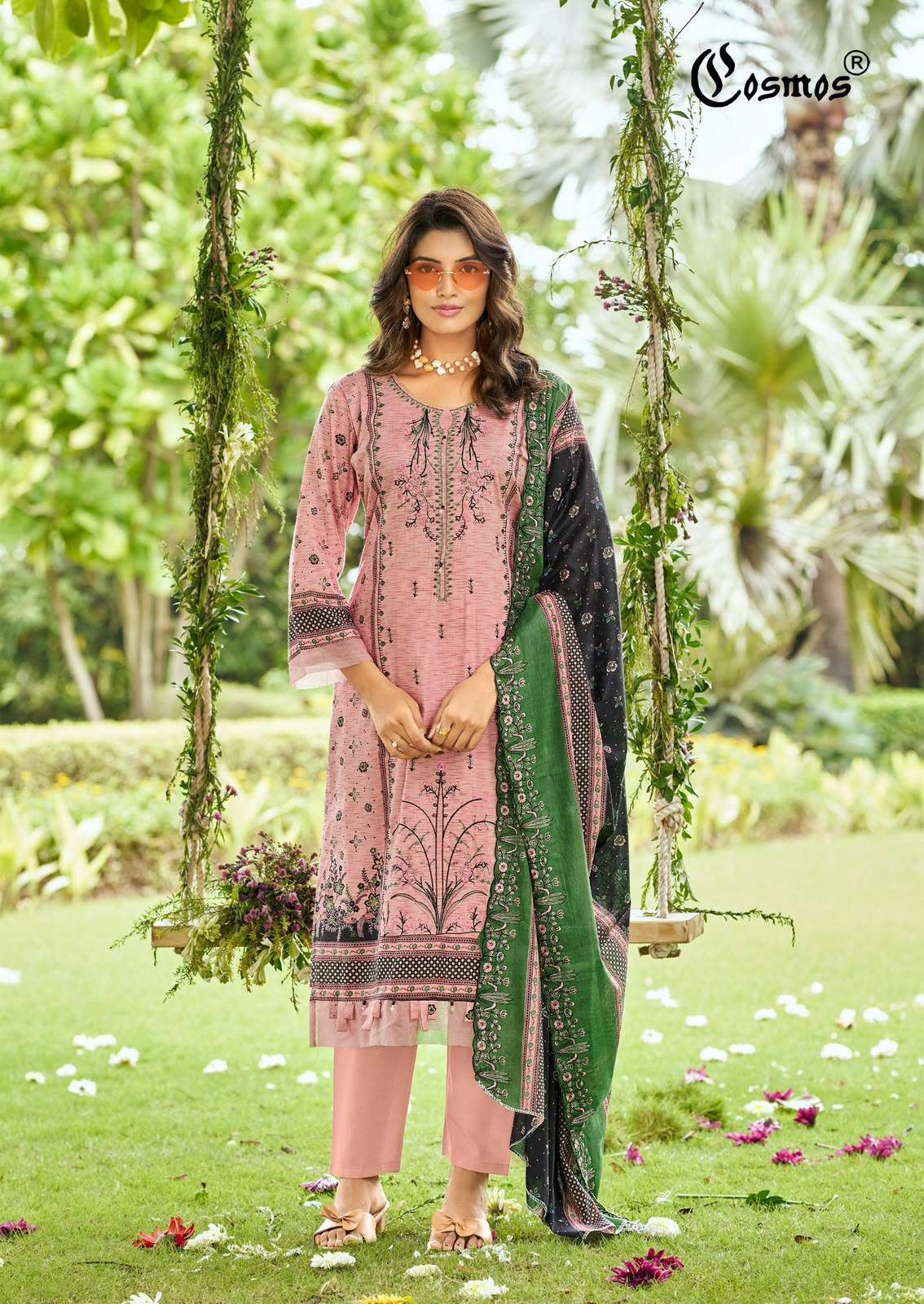BIN SAEED VOL-5 SERIES 5001 TO 5008 BY COSMOS DESIGNER PRINTED AND EMBROIDERY WORK LAWN COTTON SUITS ARE AVAILABLE AT WHOLESALE PRICE