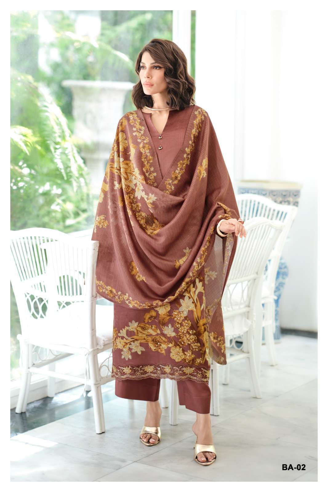 BOTANICAL ARCHIVE SERIES 01 TO 04 BY VARSHA DESIGNER DIGITAL PRINTED WITH EMBROIDERY AND HAND WORK GAJI SHIMMER SATIN SUITS ARE AVAILABLE AT WHOLESALE PRICE