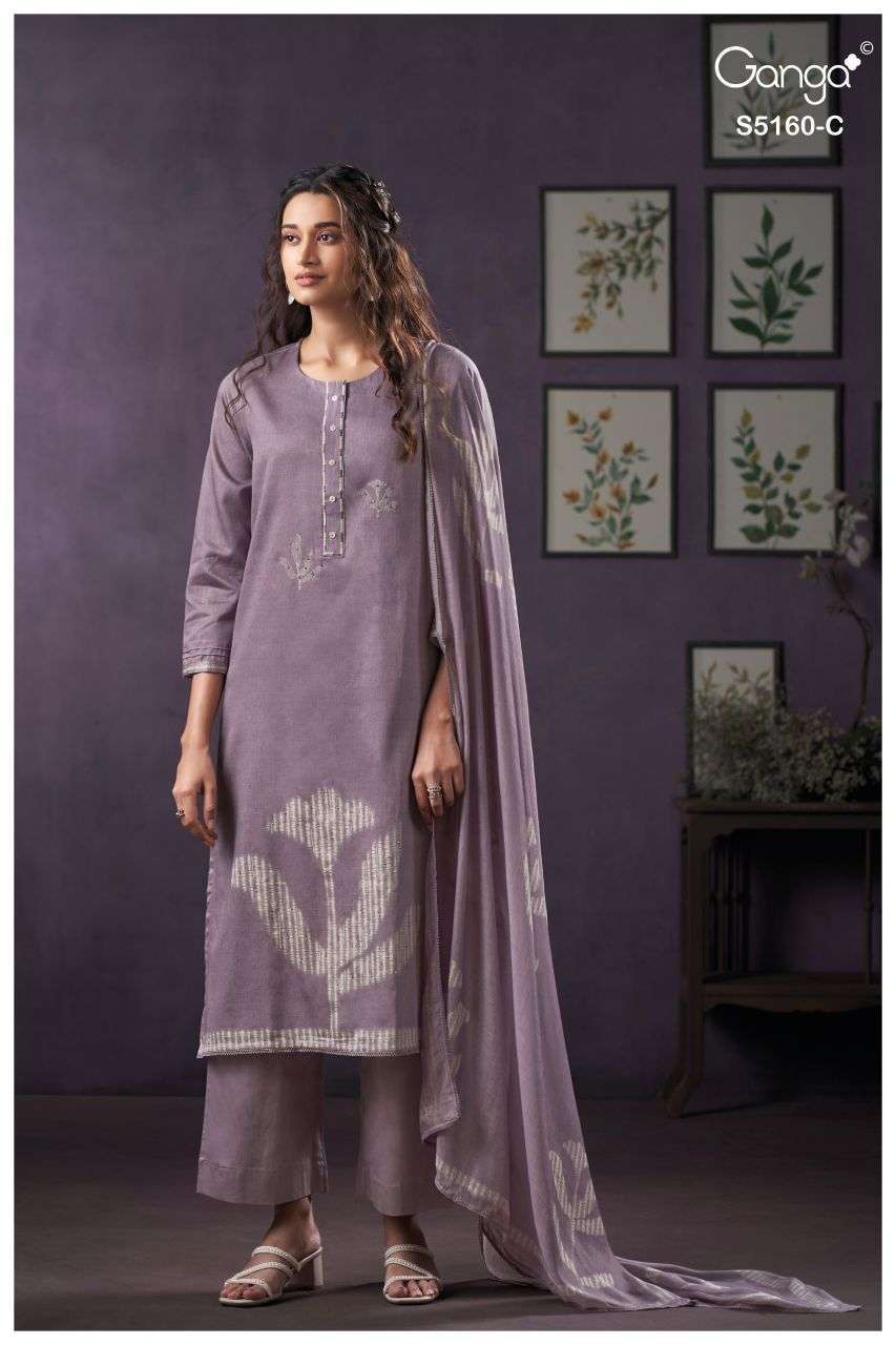 CAMILLA SERIES 5160 BY GANGA DESIGNER PRINTED WITH HAND WORK AND HAND EMBROIDERY WORK COTTON SATIN SUITS ARE AVAILABLE AT WHOLESALE PRICE