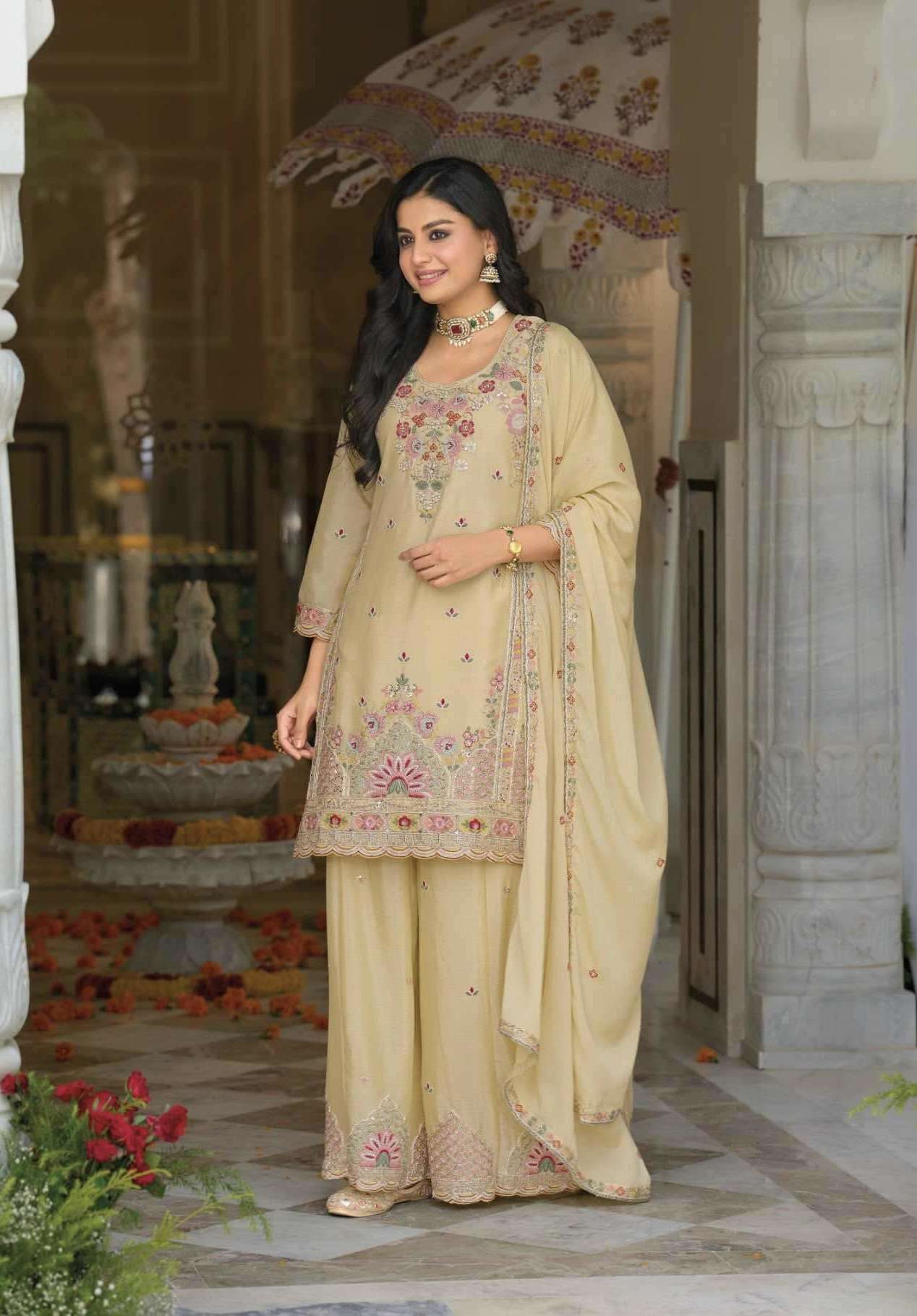CLASSIC SERIES 2491 TO 2493 BY EBA DESIGNER EMBROIDERY WORK CHINON READYMADE SUITS ARE AVAILABLE AT WHOLESALE PRICE 
