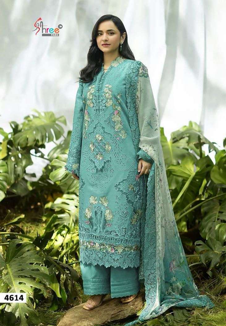 ELAF PREMIUM VOL-2 SERIES 4611 TO 4616 BY SHREE FABS DESIGNER SELF EMBROIDERY WORK COTTON SUITS ARE AVAILABLE AT WHOLESALE PRICE