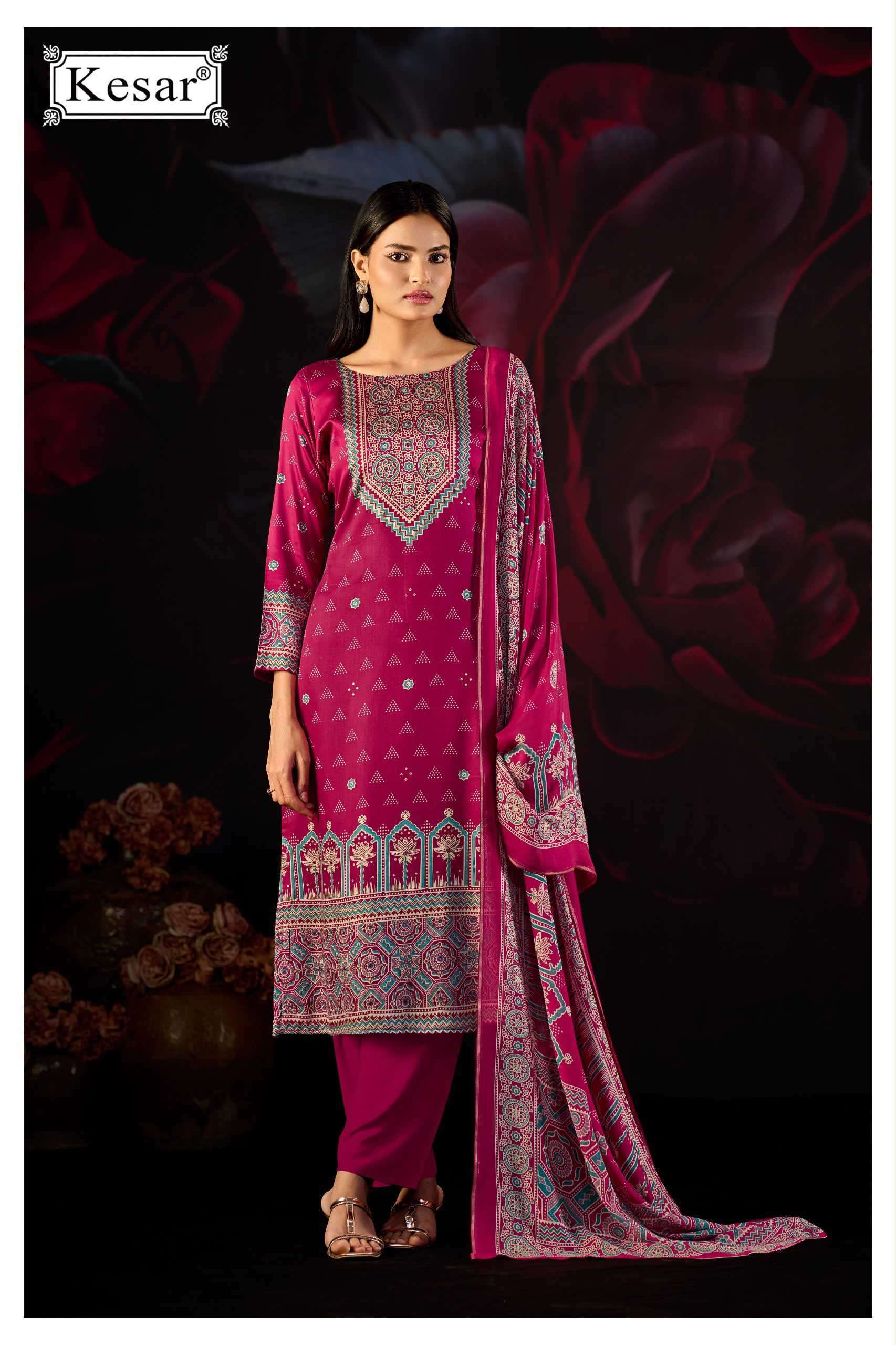 EMBERLY SERIES 1001 TO 1004 BY KESAR DESIGNER DIGITAL PRINTED AND HAND WORK GAJI SATIN SUITS ARE AVAILABLE AT WHOLESALE PRICE