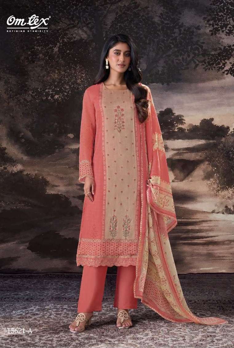 FATIMA SERIES 15621 BY OMTEX DESIGNER DIGITAL PRINTED WITH EMBROIDERY AND HAND WORK ORGANZA TWILL SUITS ARE AVAILABLE AT WHOLESALE PRICE