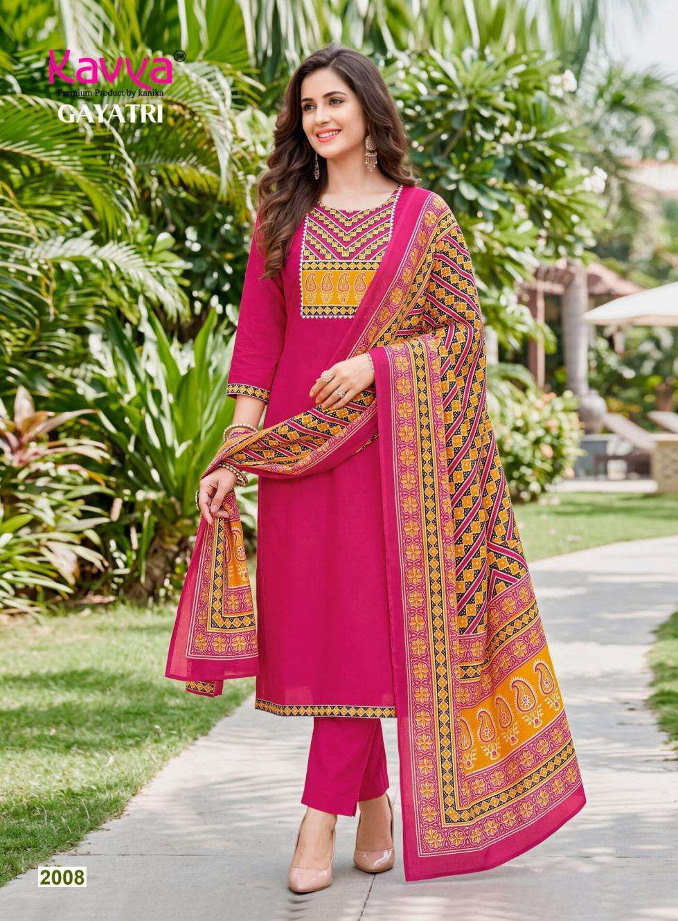 GAYATRI VOL-2 SERIES 2001 TO 2010 BY KAVYA DESIGNER DHABU COTTON KURTI WITH BOTTOM AND DUPATTA ARE AVAILABLE AT WHOLESALE PRICE
