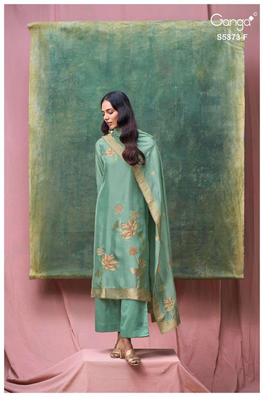 GINEVA SERIES 5373 BY GANGA DESIGNER HAND WORK AND HAND EMBROIDERY WORK VISCOSE WOVEN SILK JACQUARD SUITS ARE AVAILABLE AT WHOLESALE PRICE