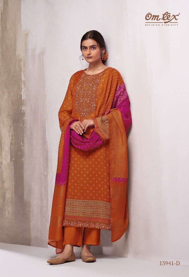 GINEVRA SERIES 15941 BY OMTEX DESIGNER DIGITAL PRINTED AND EMBROIDERY WORK MUSLIN SILK SUITS ARE AVAILABLE AT WHOLESALE PRICE