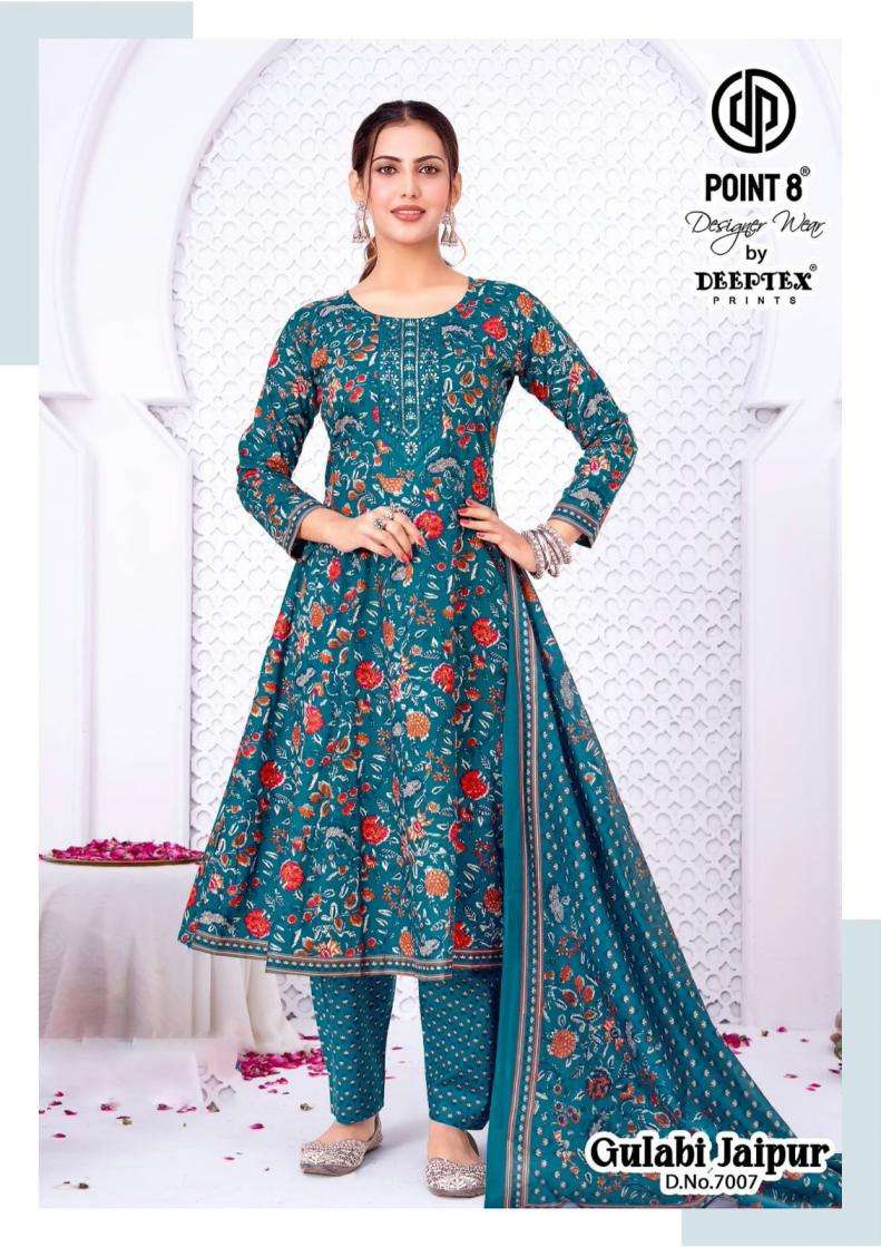 GULABI JAIPUR VOL-7 SERIES 7001 TO 7008 BY POINT 8 DEEPTEX DESIGNER PRINTED COTTON ANARKALI READYMADE SUITS ARE AVAILABLE AT WHOLESALE PRICE
