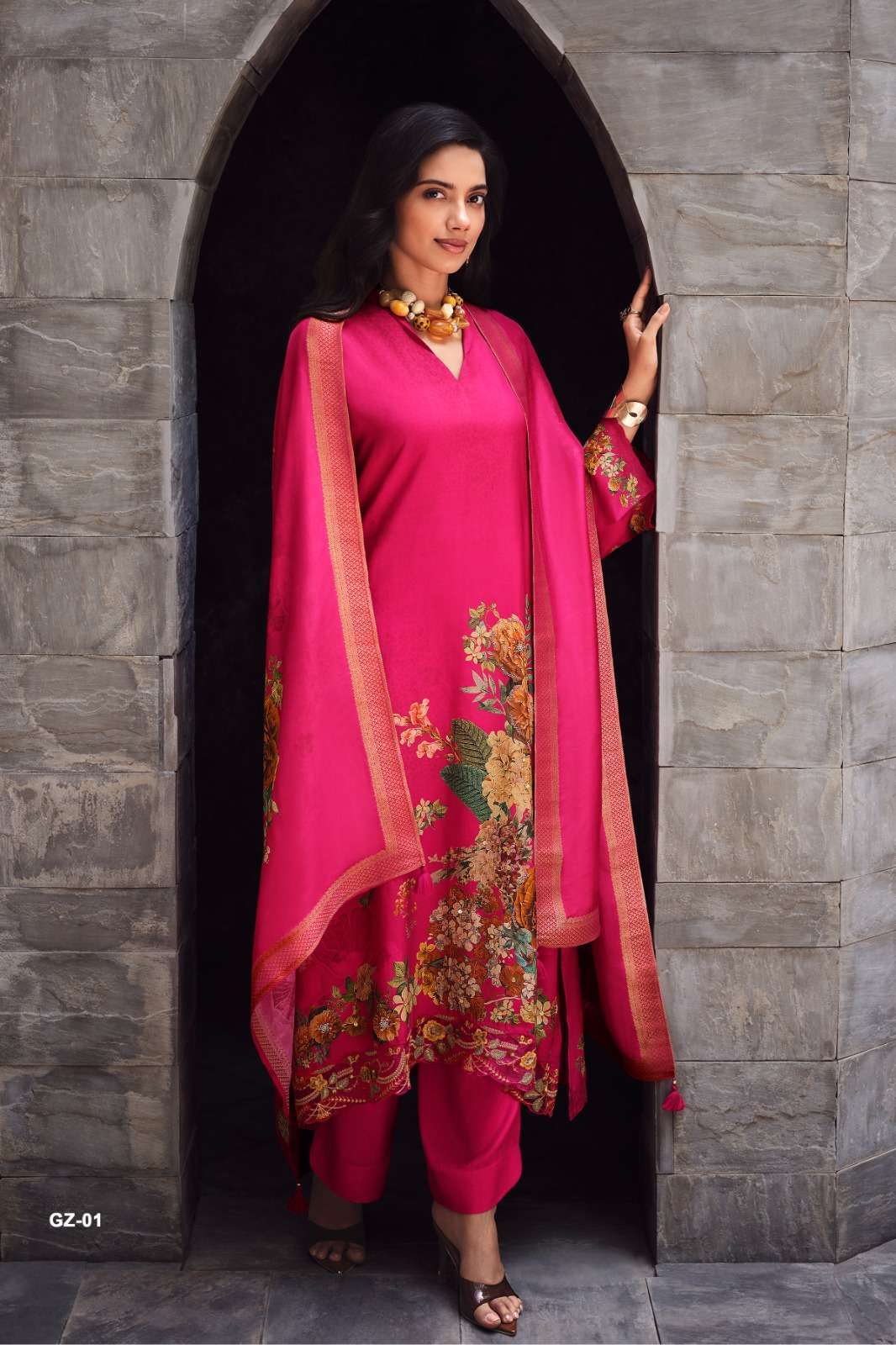 GULZAAR VOL-2 SERIES 01 TO 02 BY VARSHA DESIGNER DIGITAL PRINTED AND HAND WORK RUSSIAN SILK SUITS ARE AVAILABLE AT WHOLESALE PRICE