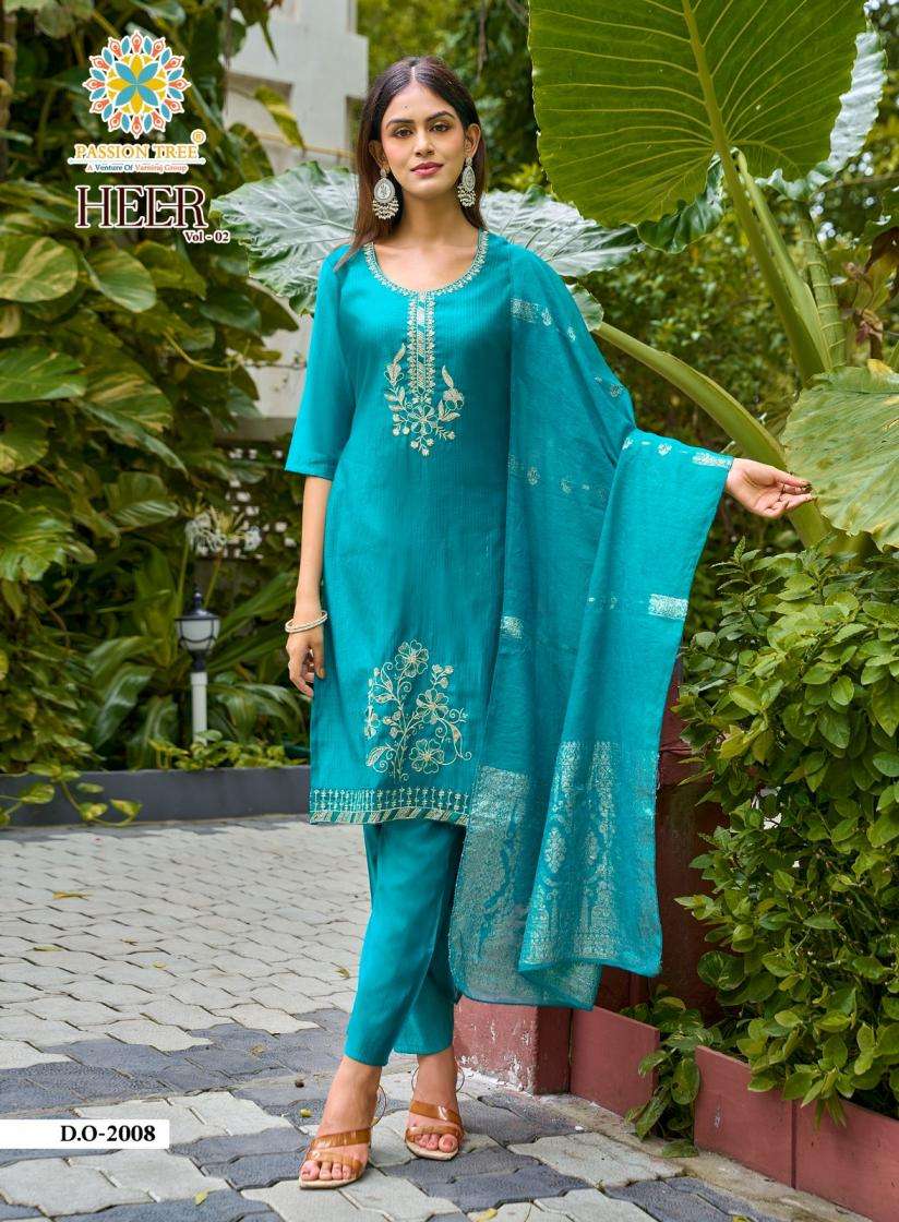HEER VOL-2 SERIES 2001 TO 2008 BY PASSION TREE DESIGNER EMBROIDERY WORK BERLIN KURTI WITH BOTTOM AND DUPATTA ARE AVAILABLE AT WHOLESALE PRICE