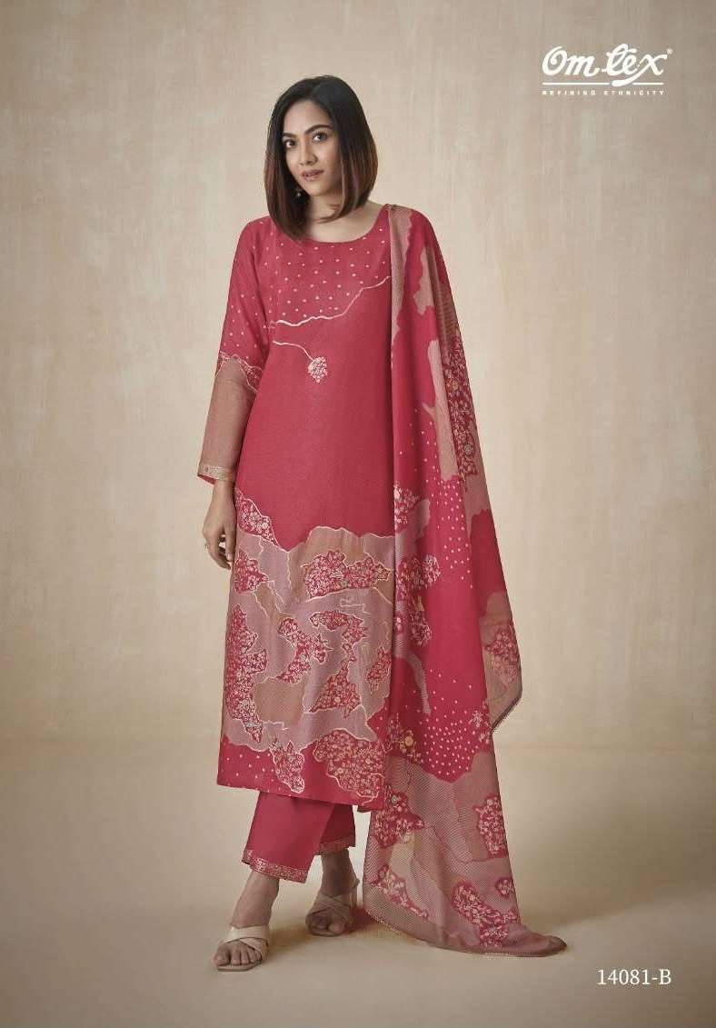 ISHPREET SERIES 14081 BY OMTEX DESIGNER DIGITAL PRINTED MUSLIN JACQUARD SUITS ARE AVAILABLE AT WHOLESALE PRICE 