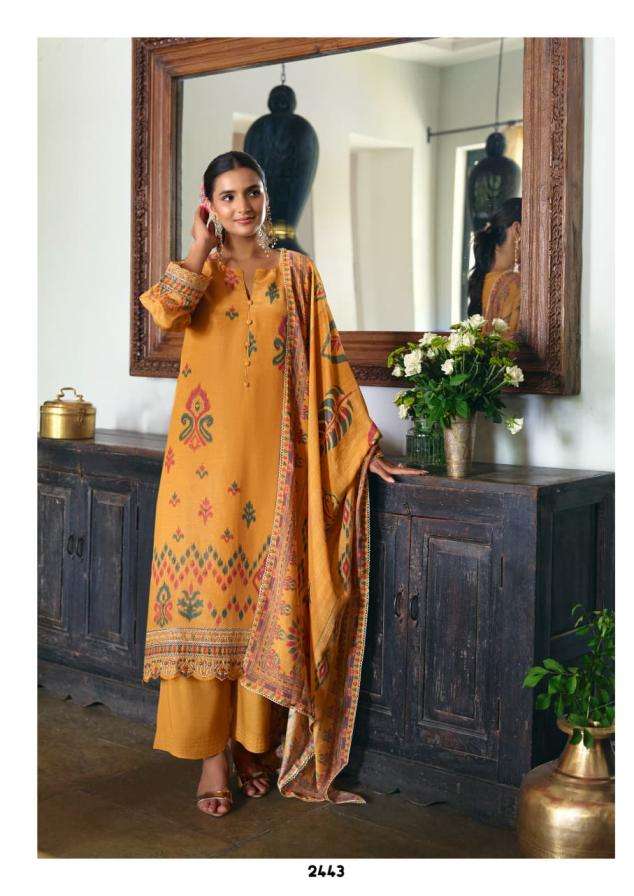 KHUSHIYAN SERIES 2443 TO 2446 BY KIMORA DESIGNER DIGITAL PRINTED AND RESHAM EMBROIDERY WORK MUSLIN SUITS ARE AVAILABLE AT WHOLESALE PRICE