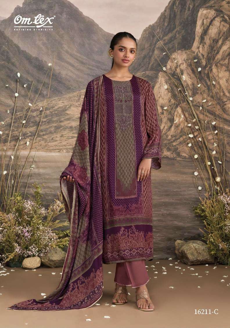 KYOMI SERIES 16211 BY OMTEX DESIGNER DIGITAL PRINT AND EMBROIDERY PATCH WORK RUMI SILK SATIN CHIFFON SUITS ARE AVAILABLE AT WHOLESALE PRICE 
