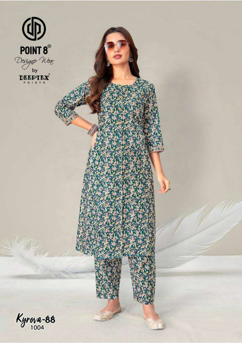 KYROVA VOL-88 SERIES 1001 TO 1008 BY POINT 8 DEEPTEX DESIGNER PRINTED COTTON KURTI WITH PANT ARE AVAILABLE AT WHOLESALE PRICE