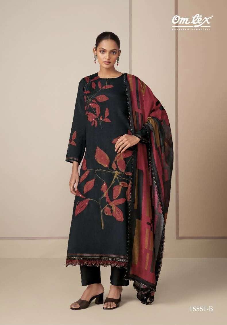 LOKITA SERIES 15551 BY OMTEX DESIGNER DIGITAL PRINTED WITH EMBROIDERY LACE ND HAND WORK MUSLIN SUITS ARE AVAILABLE AT WHOLESALE PRICE 