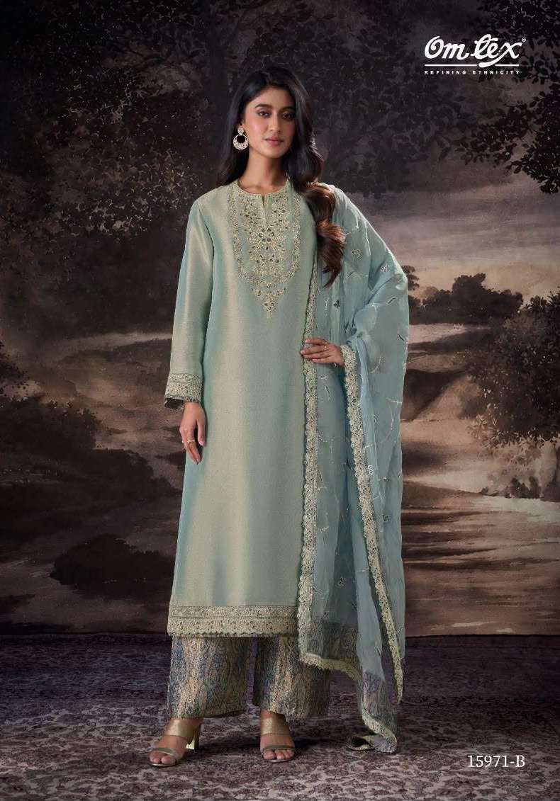 MILANI SERIES 15971 BY OMTEX DESIGNER EMBROIDERY WORK SILK SUITS ARE AVAILABLE AT WHOLESALE PRICE
