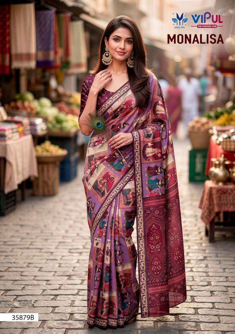 MONALISA SERIES 35879 SAREE BY VIPUL DESIGNER MUL COTTON SAREE ARE AVAILABLE AT WHOLESALE PRICE