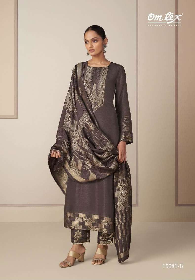 MRUNAL SERIES 15581 BY OMTEX DESIGNER SILK JACQUARD SUITS ARE AVAILABLE AT WHOLESALE PRICE 