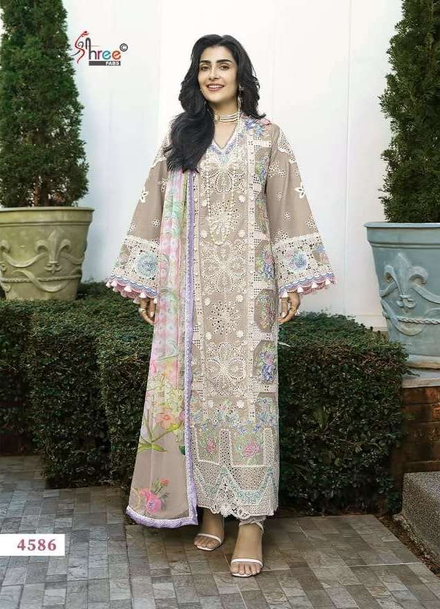 MUSHQ LAWN COLLECTION 26 VOL-2 SERIES 4581 TO 4586 BY SHREE FABS DESIGNER EMBROIDERY WORK COTTON SUITS ARE AVAILABLE AT WHOLESALE PRICE