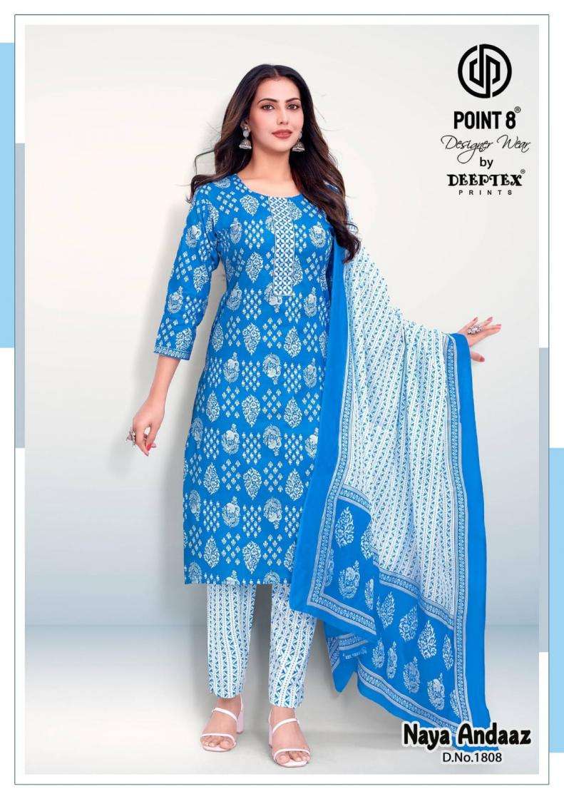 NAYA ANDAAZ VOL-18 SERIES 1801 TO 1810 BY POINT 8 DEEPTEX DESIGNER WITH PRINTED COTTON READYMADE SLAWAR SUITS ARE AVAILABLE AT WHOLESALE PRICE