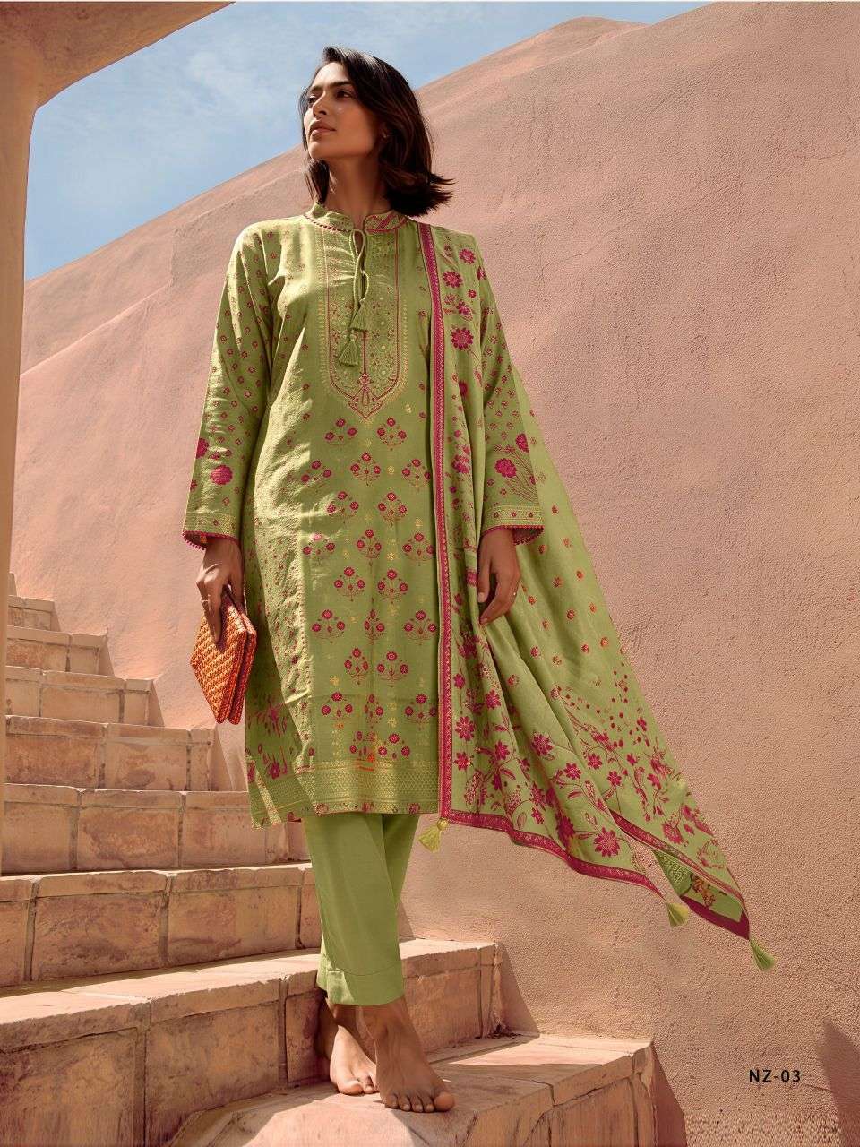 NAZAARA SERIES 01 TO 03 BY VARSHA DESIGNER DIGITAL PRINTED AND HAND WORK VISCOSE RUSSIAN WOVEN SUITS ARE AVAILABLE AT WHOLESALE PRICE