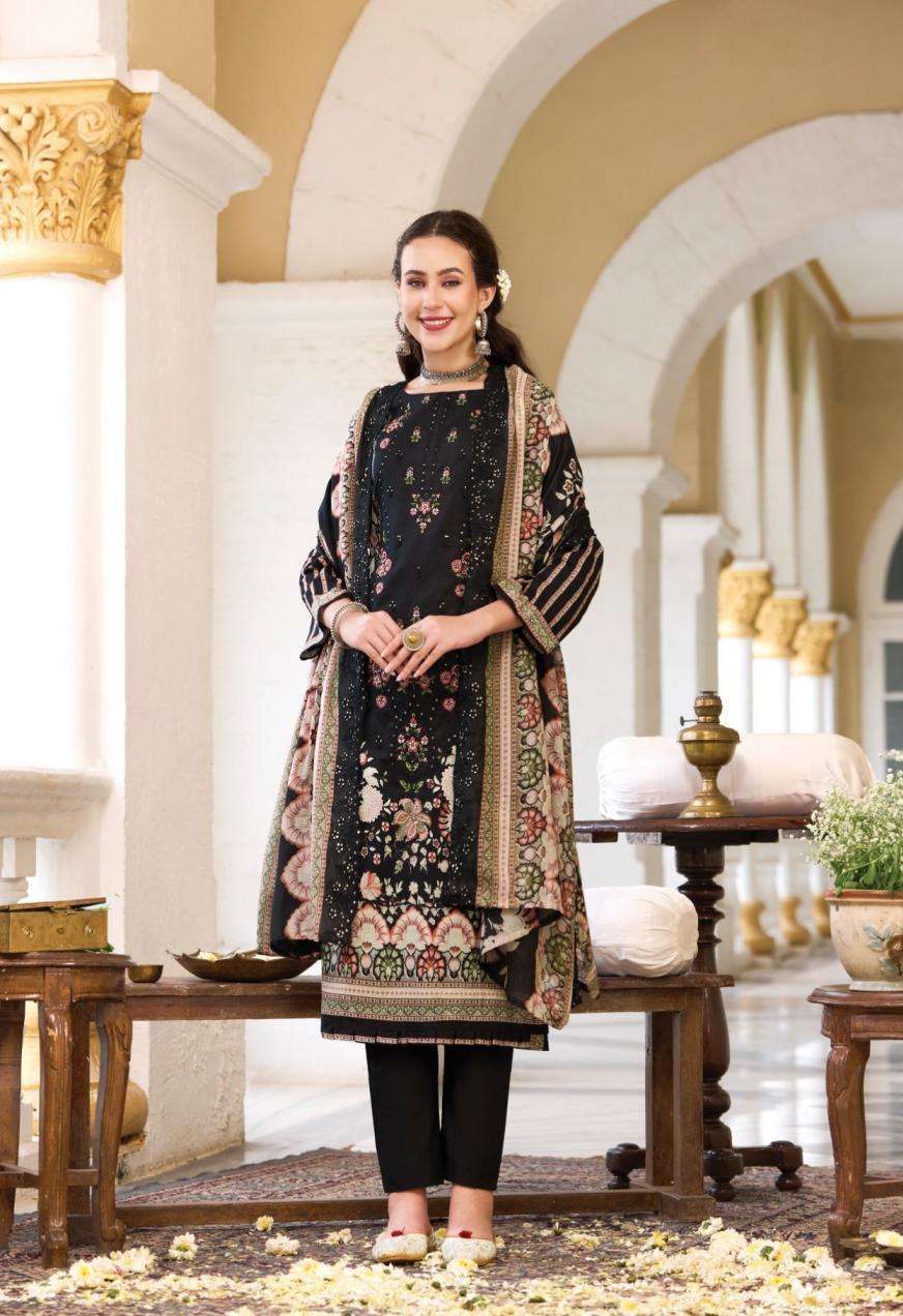 NOOR E ISHQ SERIES 1001 BY BELLIZA DESIGNER DIGITAL PRINTED AND EMBROIDERY WORK COTTON SUITS ARE AVAILABLE AT WHOLESALE PRICE
