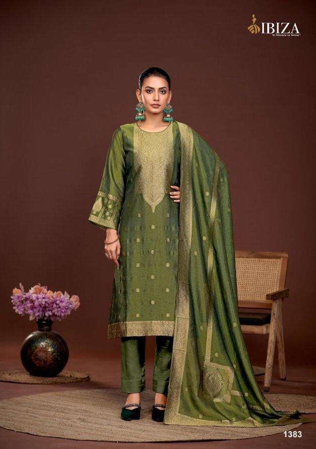 PARTHI SERIES 1381 TO 1384 BY IBIZA DESIGNER HAND WORK BANGLORY SILK SHIMMER JACQUARD SUITS ARE AVAILABLE AT WHOLESALE PRICE