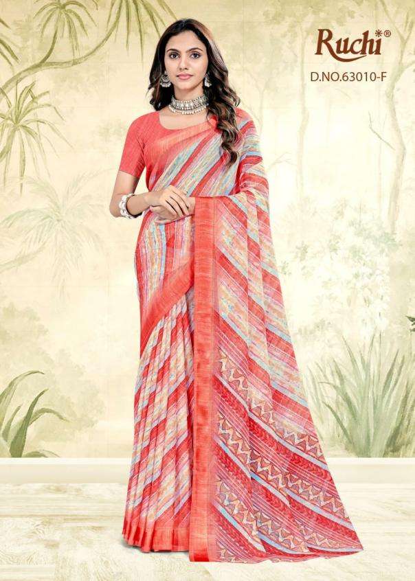 RAINBOW VOL-11 SERIES 63010 SAREE BY RUCHI DESIGNER PRINTED CHIFFON SAREE ARE AVAILABLE AT WHOLESALE PRICE 