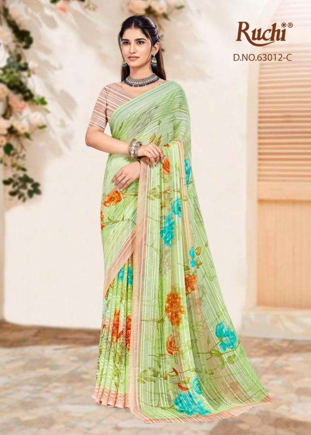 RAINBOW VOL-12 SERIES 63012 SAREE BY RUCHI DESIGNER PRINTED CHIFFON SAREE ARE AVAILABLE AT WHOLESALE PRICE