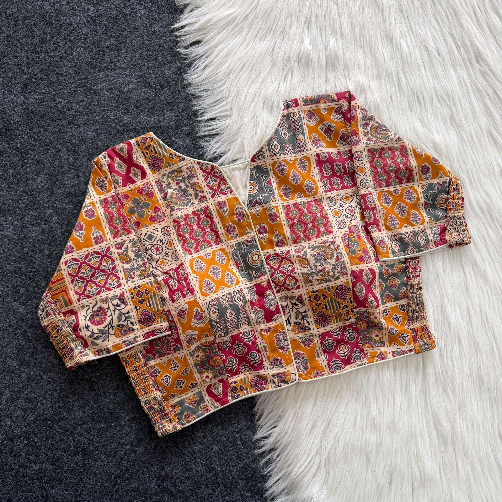 READYMADE BLOUSE SERIES 477 DESIGNER HAND BLOCK PRINTED COTTON BLOUSE WITH SIDE ELASTIC READYMADE BLOUSE ARE AVAILABLE AT WHOLESALE PRICE