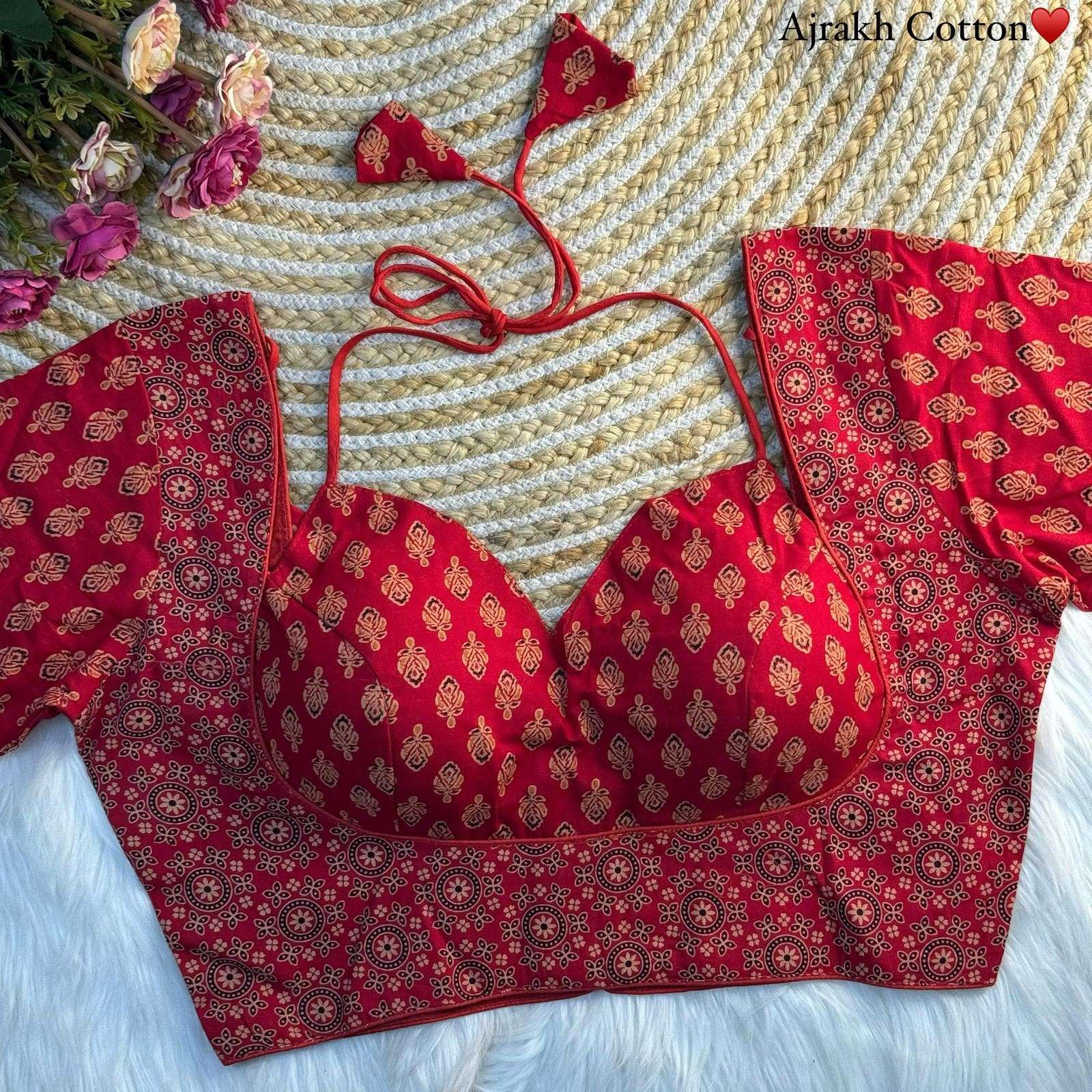 READYMADE BLOUSE SERIES 478 DESIGNER AJRAKH PRINT COTTON READYMADE BLOUSE ARE AVAILABLE AT WHOLESALE PRICE 