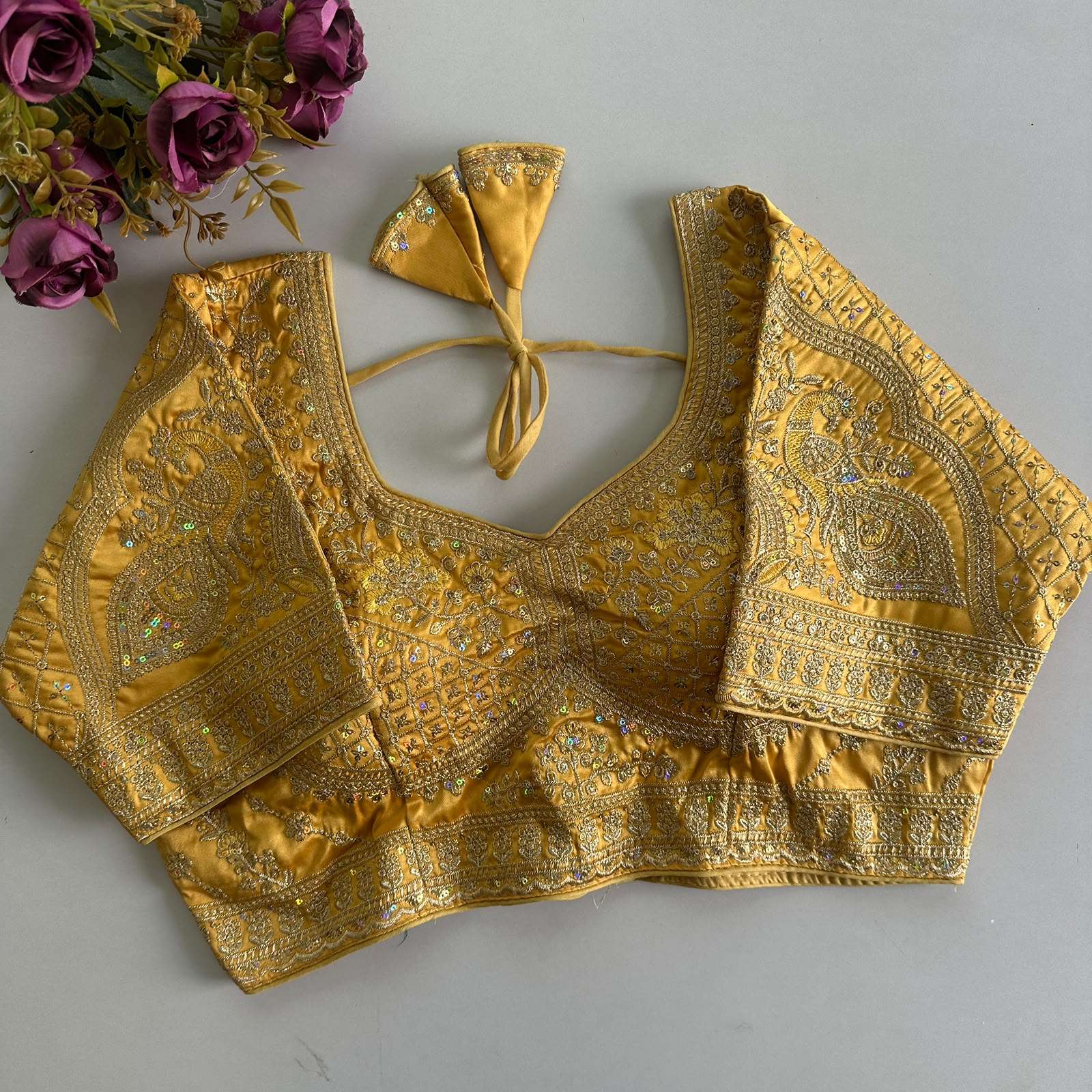 READYMADE BLOUSE SERIES 479 DESIGNER GOLD ZARI AND SEQUENCE WORK SILK BRIDAL WEAR READYMADE BLOUSE ARE AVAILABLE AT WHOLESALE PRICE