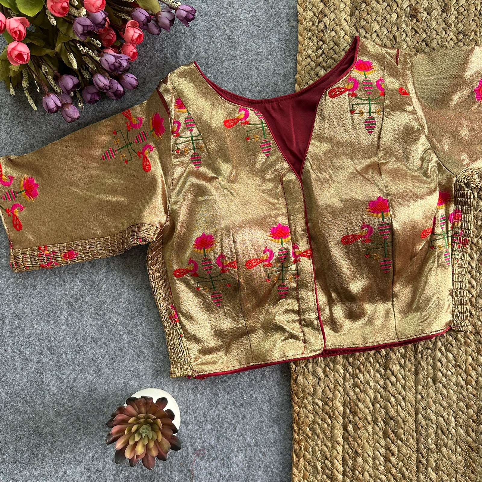 READYMADE BLOUSE SERIES 483 DESIGNER PAITHANI SILK SIDE ELASTIC READYMADE BLOUSE ARE AVAILABLE AT WHOLESALE PRICE 