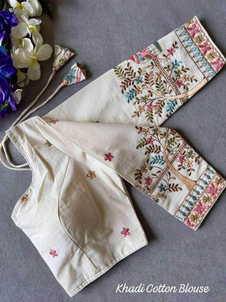 READYMADE BLOUSE SERIES 484 DESIGNER EMBROIDERY WORK KHADI COTTON READYMADE BLOUSE ARE AVAILABLE AT WHOLESALE PRICE 