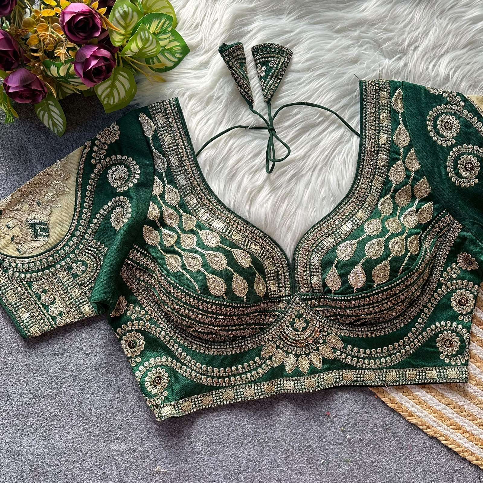 READYMADE BLOUSE SERIES 487 DESIGNER GOD JARI AND SEQUENCE WORK WITH TRICOT FUSING ITALIAN SILK READYMADE BLOUSE ARE AVAILABLE AT WHOLESALE PRICE 