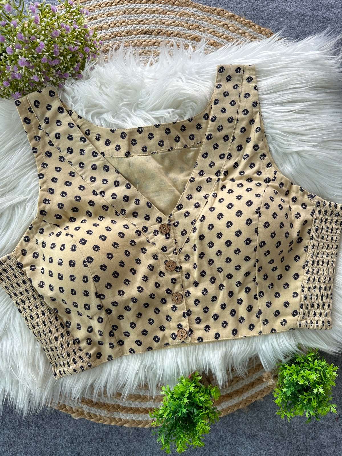 READYMADE BLOUSE SERIES 488 DESIGNER BANDHANI PRINT AJARAKH COTTON READYMADE BLOUSE ARE AVAILABLE AT WHOLESALE PRICE 
