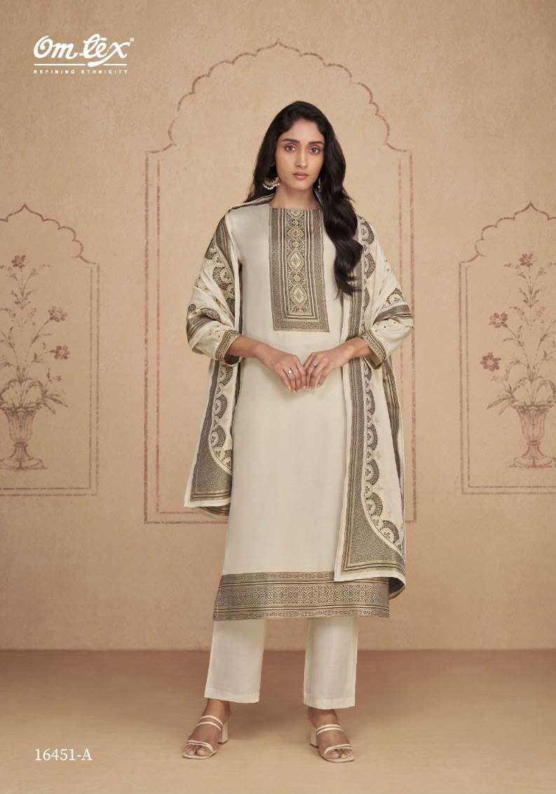 REBECCA SERIES 16451 BY OMTEX DESIGNER MUSLIN JACQUARD SUITS ARE AVAILABLE AT WHOLESALE PRICE 
