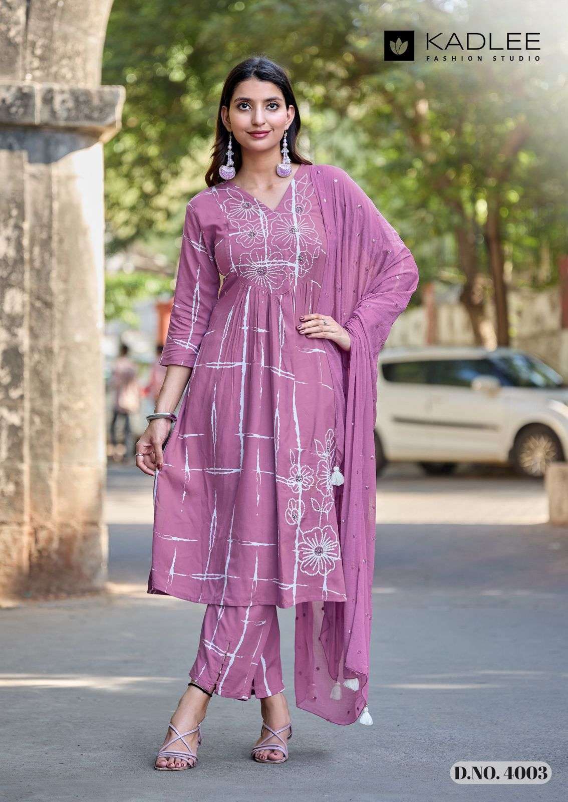 RIMZIM SERIES 4001 TO 4004 BY KADLEE DESIGNER PRINTED RAYON KURTI WITH BOTTOM AND DUPATTA ARE AVAILABLE AT WHOLESALE PRICE 