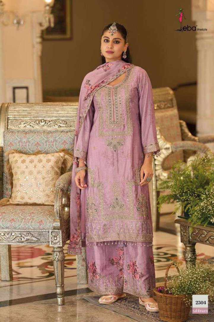 SABHNAM SERIES 2501 TO 2504 BY EBA DESIGNER EMBROIDERY WORK CHINON READYMADE SUITS ARE AVAILABLE AT WHOLESALE PRICE