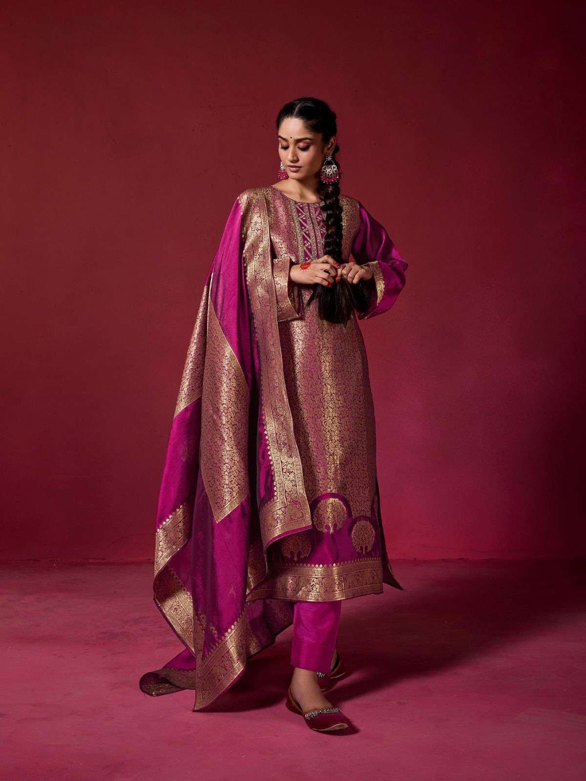 SAKHI SERIES 15637 TO 15640 BY IBIZA DESIGNER EMBROIDERY WORK BANGLORY SILK JACQUARD SUITS ARE AVAILABLE AT WHOLESALE PRIC