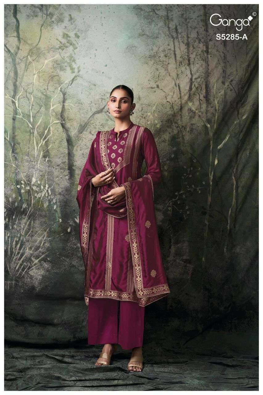 SAMCI SERIES 5285 BY GANGA DESIGNER HAND WORK VISCOSE WOVEN SILK SUITS ARE AVAILABLE AT WHOLESALE PRICE