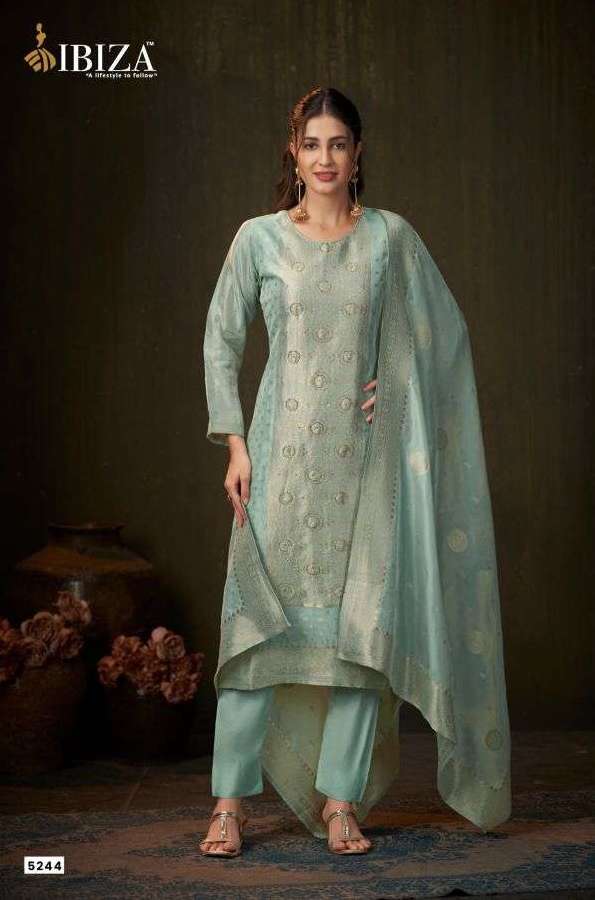 SAMIA VOL-5 SERIES 5241 BY IBIZA DESIGNER HAND WORK BANGLORY SILK JACQUARD SUITS ARE AVAILABLE AT WHOLESALE PRICE