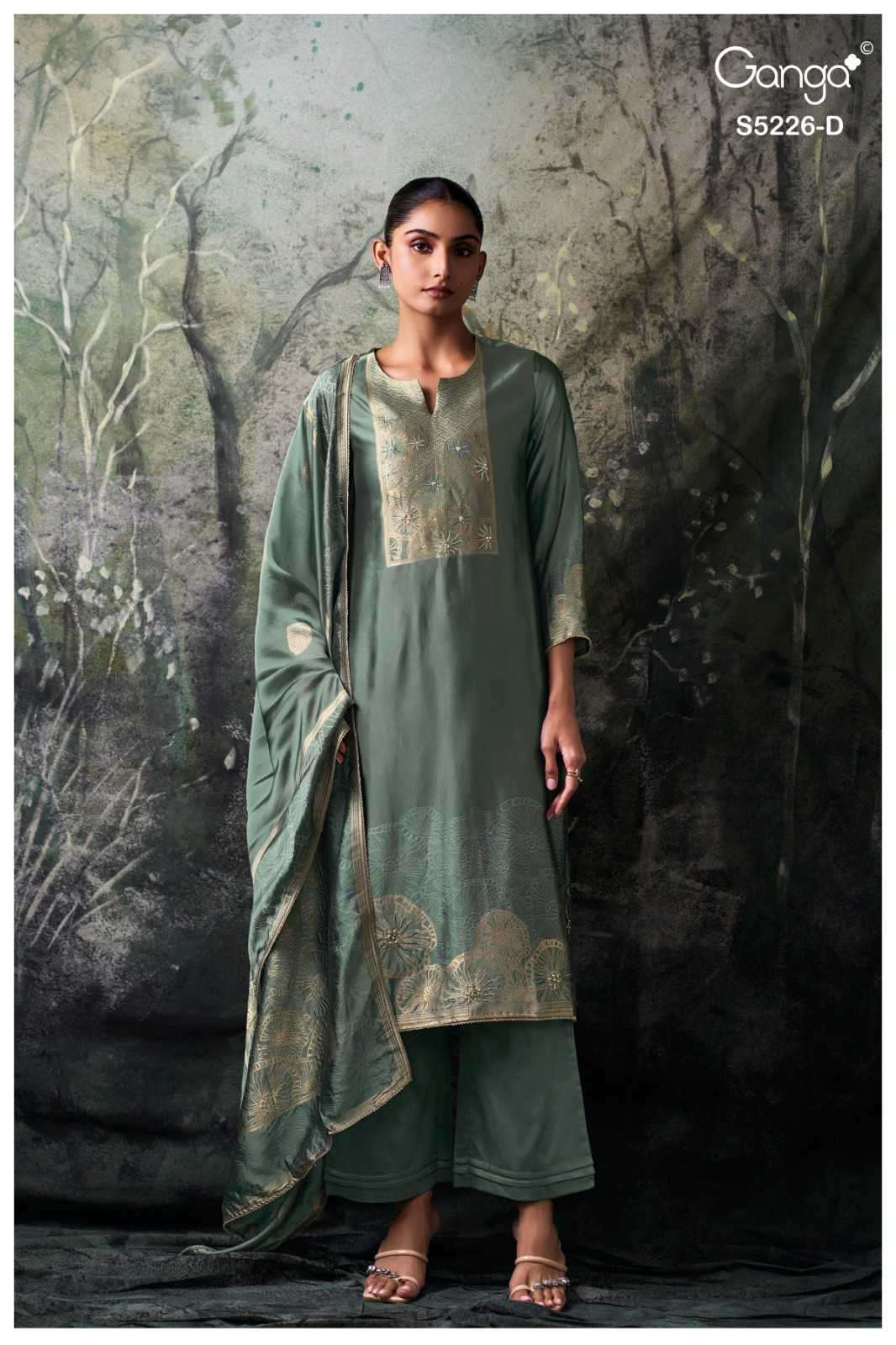SASHKA SERIES 5226 BY GANGA DESIGNER HAND WORK AND HAND EMBROIDERY WORK VISCOSE WOVEN SILK JACQUARD SUITS ARE AVAILABLE AT WHOLESALE PRICE