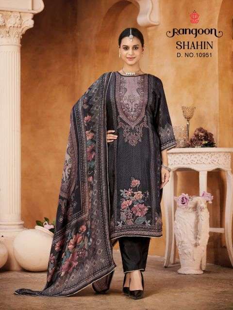 SHAHIN SERIES 10961 TO 10964 BY RANGOON DESIGNER DIGITAL PRINTED AND AARI WORK MUSLIN TOP WITH BOTTOM AND DUPATTA ARE AVAILABLE AT WHOLESALE PRICE