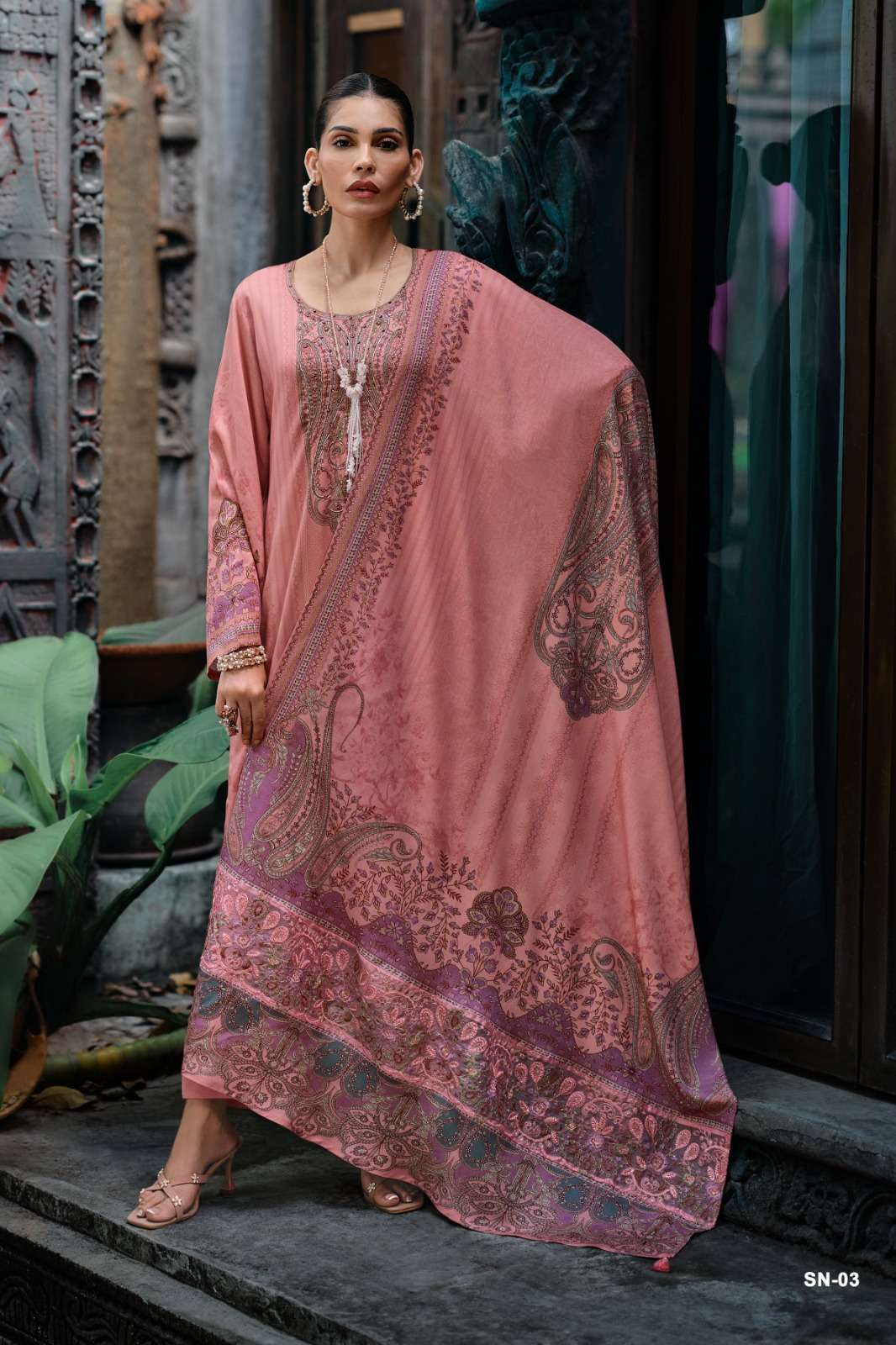 SHAZNEEN SERIES 01 TO 05 BY VARSHA DESIGNER DIGITAL PRINTED WITH ZARI AND RESHAM HAND WORK VISCOSE MUSLIN SUITS ARE AVAILABLE AT WHOLESALE PRICE