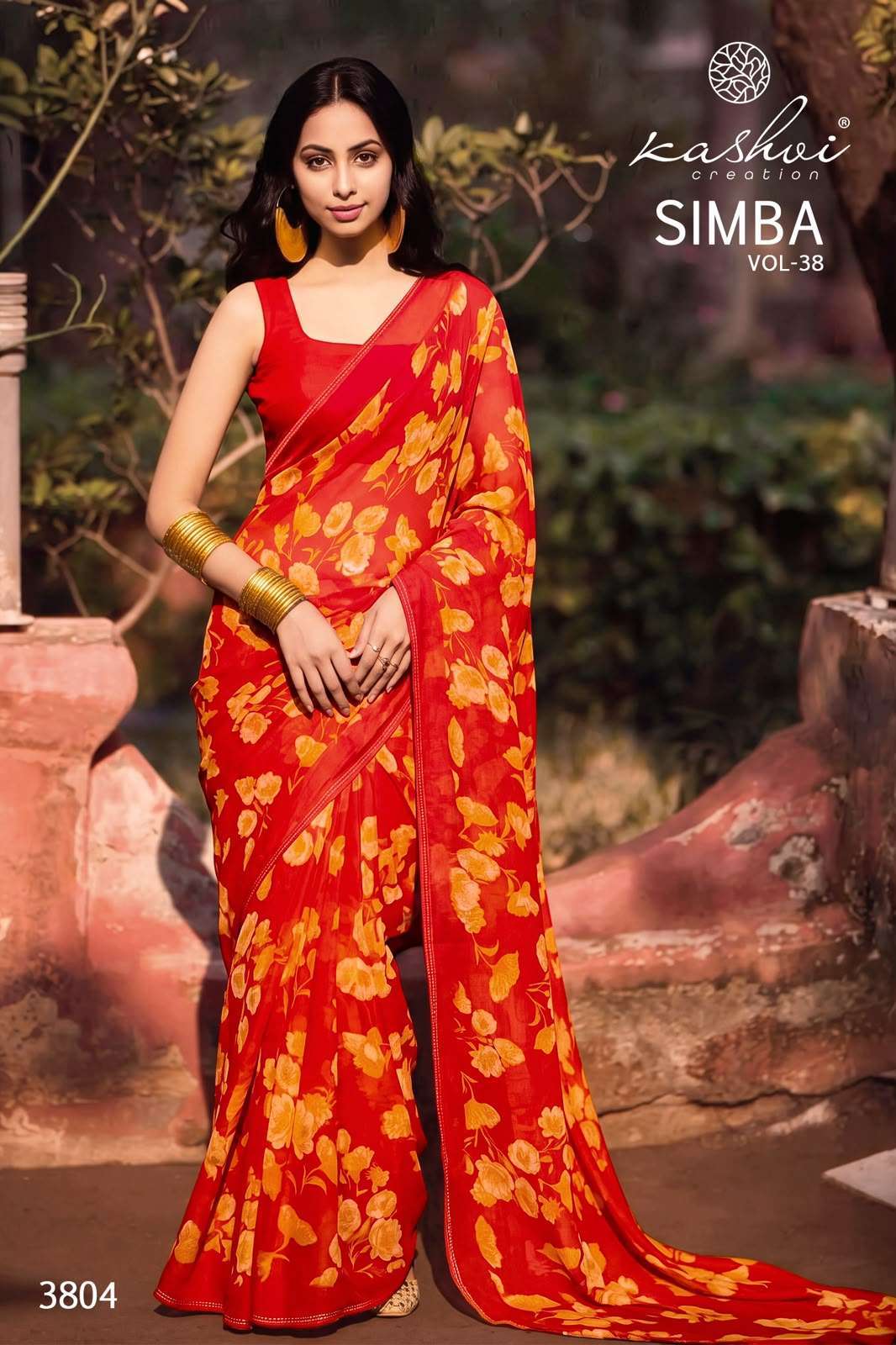 SIMBA VOL-38 SERIES 3801 TO 3808 SAREE BY KASHVI DESIGNER PRINTED GEORGETTES AREE ARE AVAILABLE AT WHOLESALE PRICE
