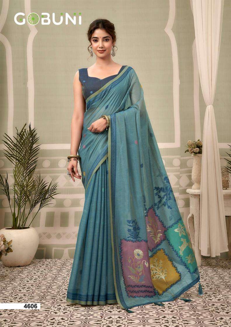 SUSHMA SERIES 4601 TO 4606 SAREE BY GOBUNI DESIGNER COTTON SAREE ARE AVAILABLE AT WHOLESALE PRICE