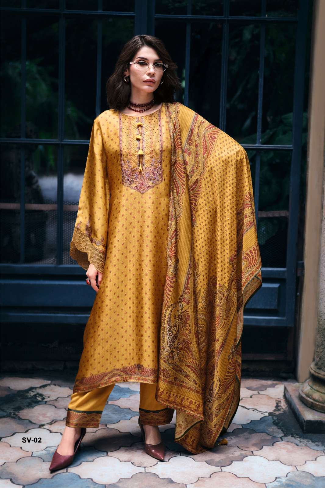 SVARA SERIES 01 TO 04 BY VARSHA DESIGNER DIGITAL PRINTED WITH EMBROIDERY AND HAND WORK VISCOSE CREPE SUITS ARE AVAILABLE AT WHOLESALE PRICE