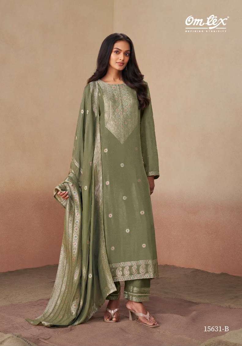 SWARALI SERIES 15631 BY OMTEX DESIGNER SILK JACQUARD SUITS ARE AVAILABLE AT WHOLESALE PRICE