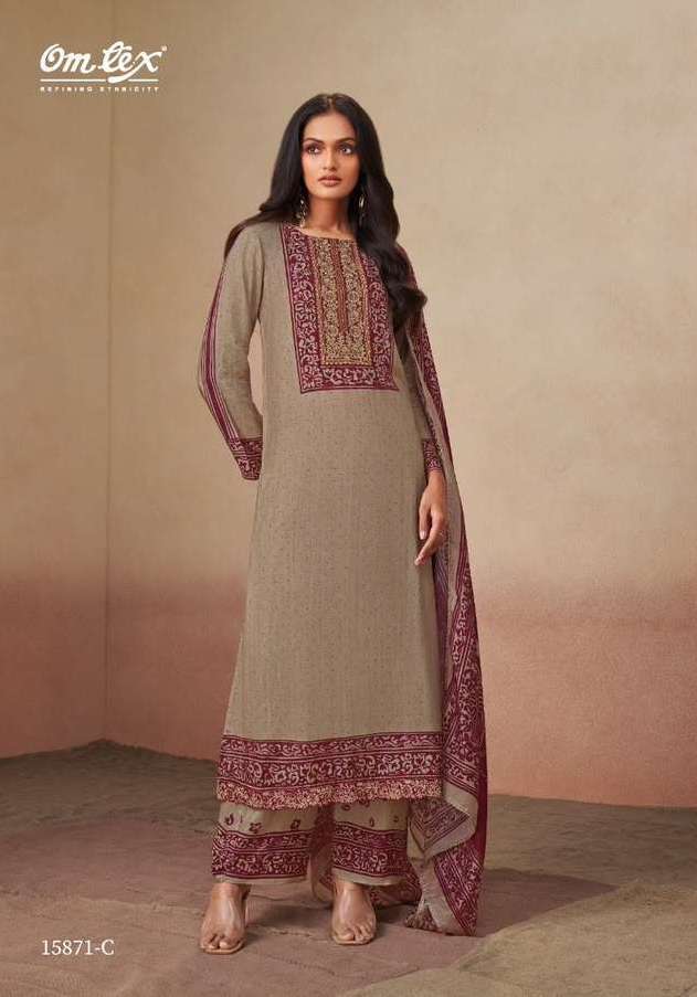 URSHITA SERIES 15871 BY OMTEX DESIGNER DIGITAL PRINTED AND EMBROIDERY WORK MUSLIN SUITS ARE AVAILABLE AT WHOLESALE PRICE